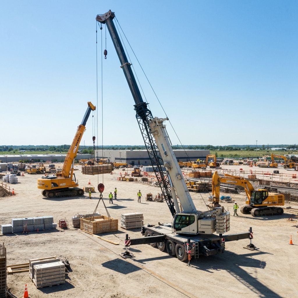 Hydraulic crane at work